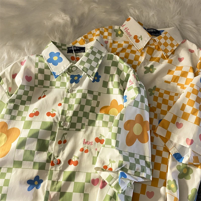 Irregular Contrast Plaid Print Shirt Short Sleeve Shirt Men Street Button Up Shirt Women Casual Shirts 2022 Summer Beach Shirts
Irregular Contrast Plaid Print Shirt Short Sleeve Shirt Men Street Button Up Shirt Women Casual Shirts 2022 Summer Beach Shirts
