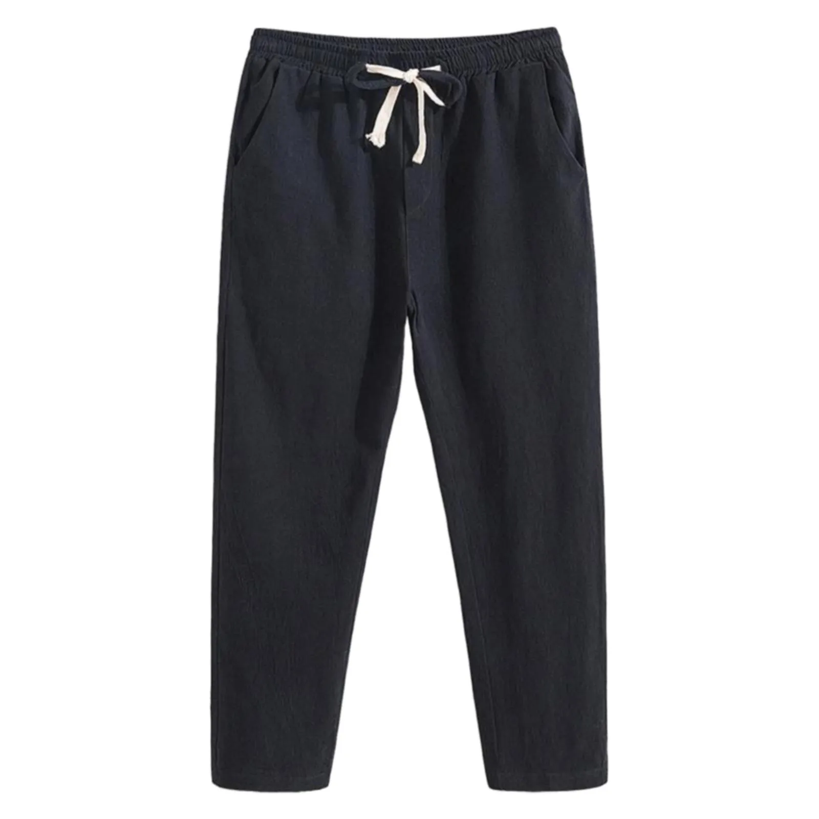 

Summer Linen Pants Men Thin Loose Mens Joggers Cotton Linen Cropped Pants Men's Casual Pants Chinese Style Linen Pants