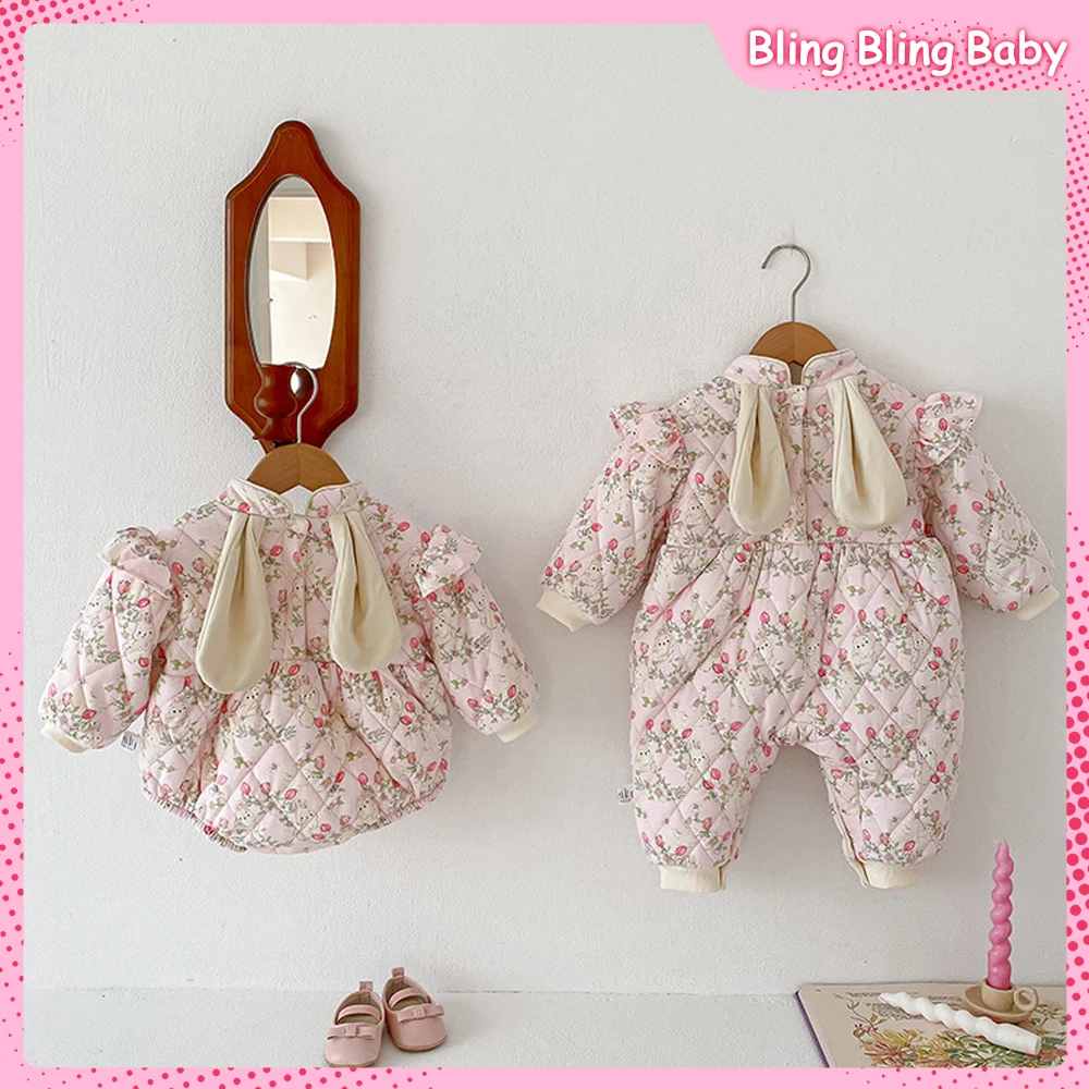 Cute Newborn Rabbit Ear Winter Baby Crawl Suit Fashion Flower Printing Infant Clothes Jumpsuits Korea Children's Clothing
Cute Newborn Rabbit Ear Winter Baby Crawl Suit Fashion Flower Printing Infant Clothes Jumpsuits Korea Children's Clothing