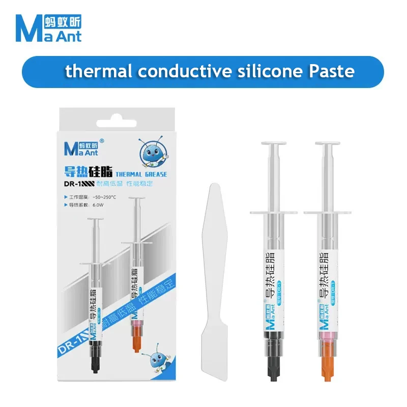 Maant DR-1 CPU/GPU Thermal Conductive Silicone Grease For Phones/Laptops/Desktop Computer Motherboard Chipset Cooling Paste
Maant DR-1 CPU/GPU Thermal Conductive Silicone Grease For Phones/Laptops/Desktop Computer Motherboard Chipset Cooling Paste