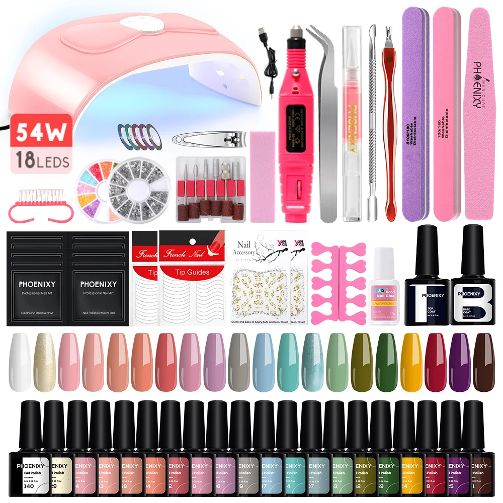 Manicure Set Gel Nail Polish Set with 54W/36W Nail Lamp Semi Permanent UV Gel Varnish Complete Nail Art Tools Kit Nail Design
Manicure Set Gel Nail Polish Set with 54W/36W Nail Lamp Semi Permanent UV Gel Varnish Complete Nail Art Tools Kit Nail Design