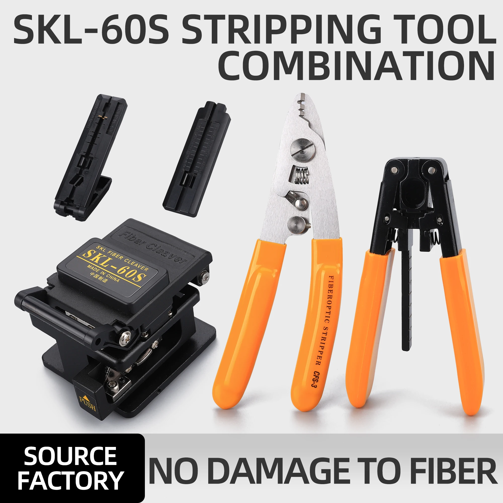 FTTH Engineering Tool Set SKL-60S Fiber Optic Cleaver Black Guide Length Fixer Stainless Steel Three Port Stripper 5 in 1
FTTH Engineering Tool Set SKL-60S Fiber Optic Cleaver Black Guide Length Fixer Stainless Steel Three Port Stripper 5 in 1