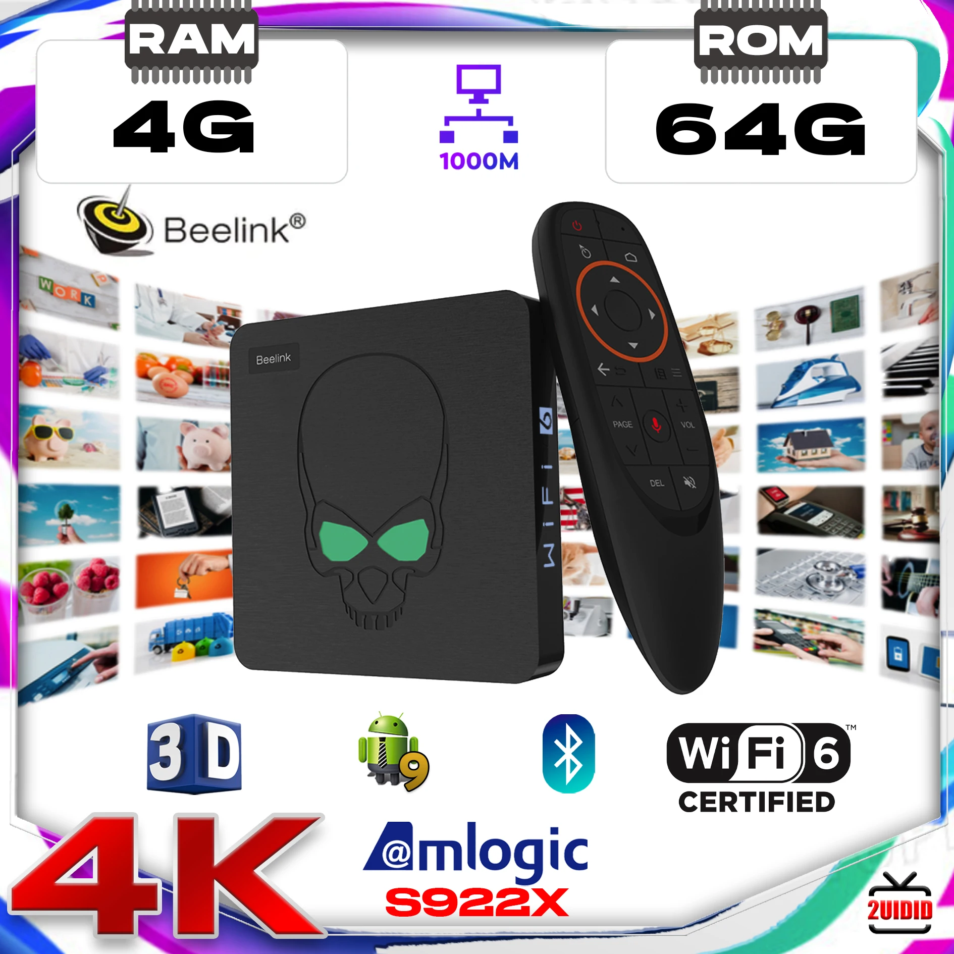 

Beelink GT King WiFi6 Smart TV BOX Android 9 Amlogic S922X Quad-core 4GB 64GB TVBOX BT4.1 1000M LAN Android 9.0 4k Set top box