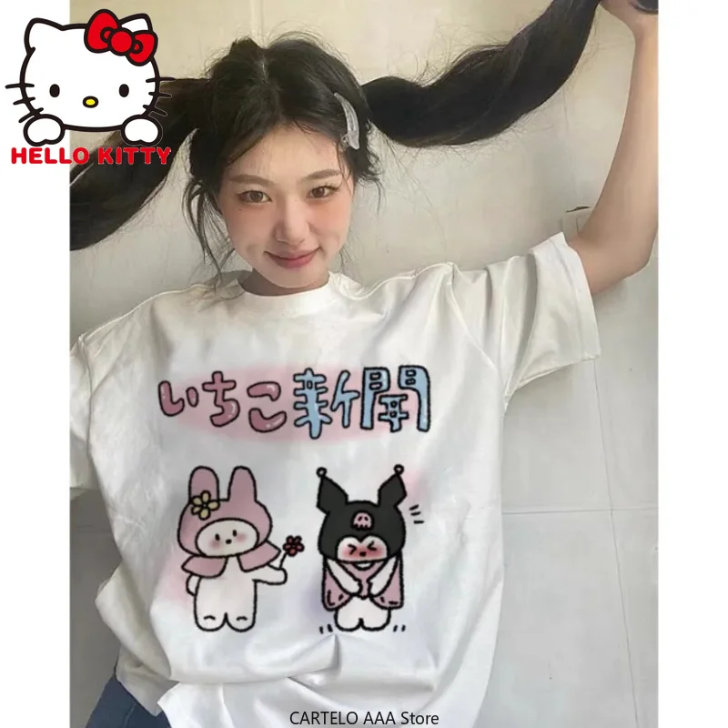 Sanrio Kawaii Hello Kitty одежда Y2k Kuromi печать с коротким рукавом Футболка Милая Студенческая парная анимация рубашка женская футболка свободный топ подарок
Sanrio Kawaii Hello Kitty одежда Y2k Kuromi печать с коротким рукавом Футболка Милая Студенческая парная анимация рубашка женская футболка свободный топ подарок