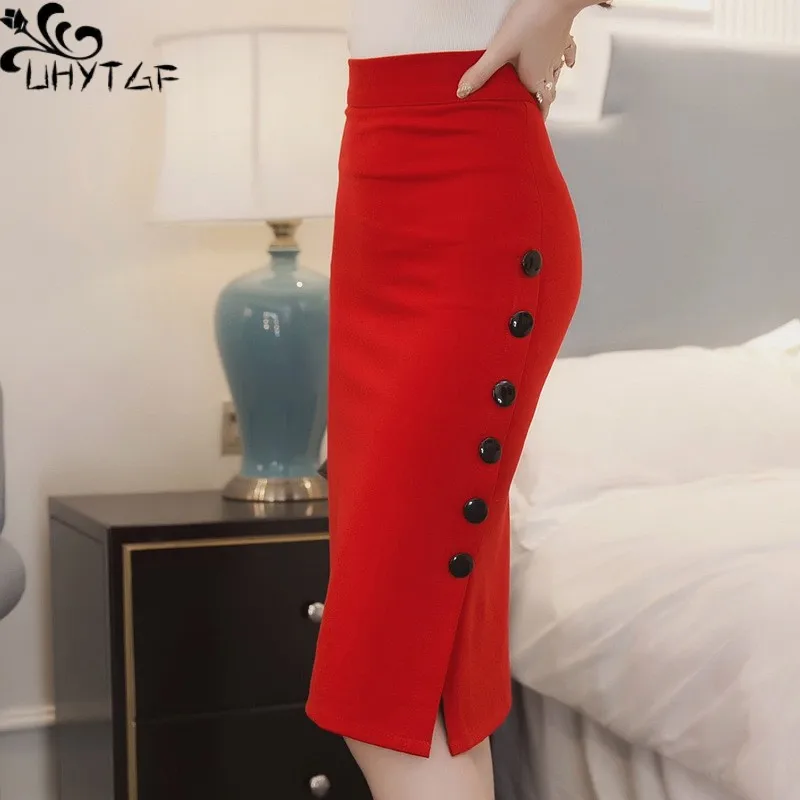 UHYTGF Bag Hip Skirts Women Office Elegant Lady High Waist Buttons Slit Pencil Skirts Women New S-5XL Stretch Professional Skirt
UHYTGF Bag Hip Skirts Women Office Elegant Lady High Waist Buttons Slit Pencil Skirts Women New S-5XL Stretch Professional Skirt