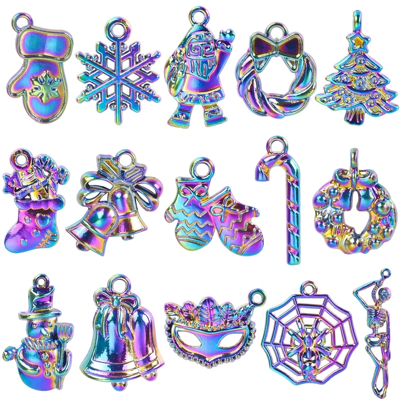 15pcs/lot Mix Rainbow Christmas Charm Snowflake Bells Halloween Pendants diy Charm for Jewelry Making Supplies Accessories Bulk
15pcs/lot Mix Rainbow Christmas Charm Snowflake Bells Halloween Pendants diy Charm for Jewelry Making Supplies Accessories Bulk