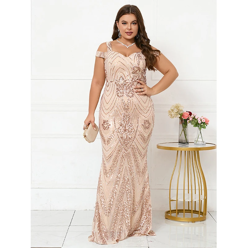 

Women 2024 Summer vestido de festa Elegant Off shoulder Sleeveless Gold Sequined Gown Cocktail Prom Evening Party Long dresses