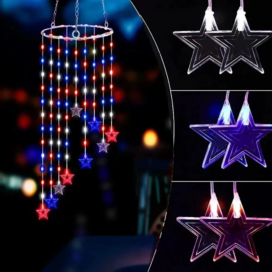 

8 Mode Battery Box Five Pointed Star Color Changing Wind Chime Lamp Hanging Lamp Outdoor Hanging Lamp Courtyard Garden