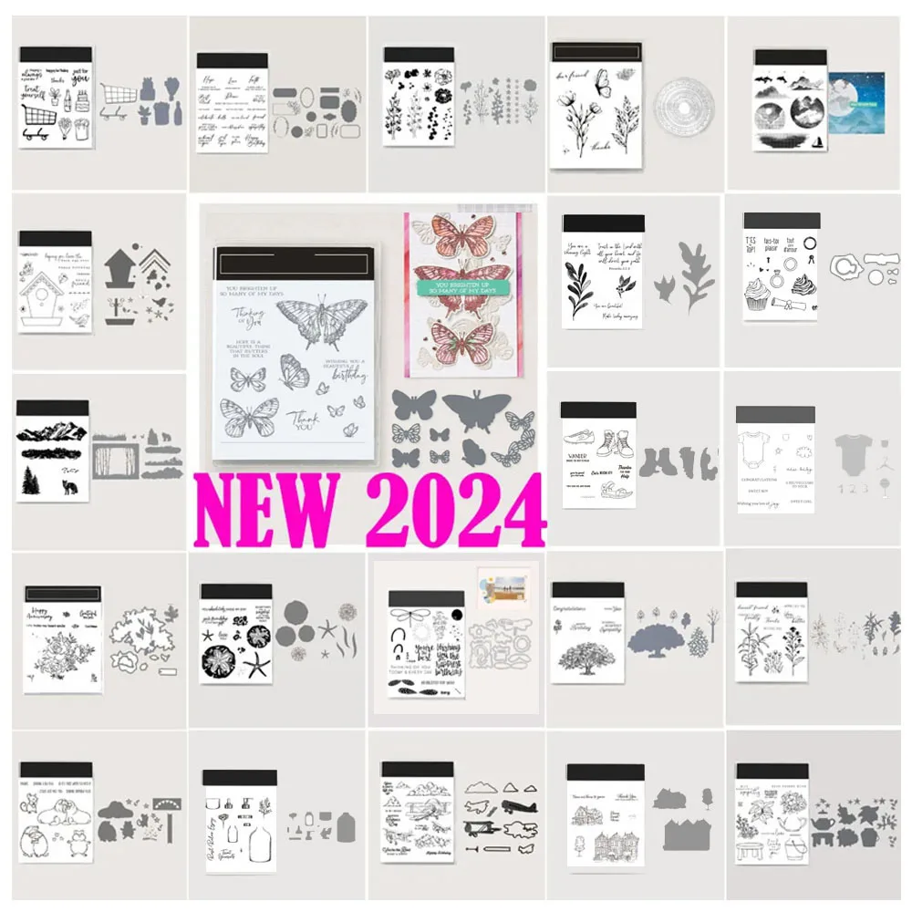 

New 2024 Stamps And Dies English German France For DIY Card Making Scrapbooking Stencils Christmas Stamping Plate Craft