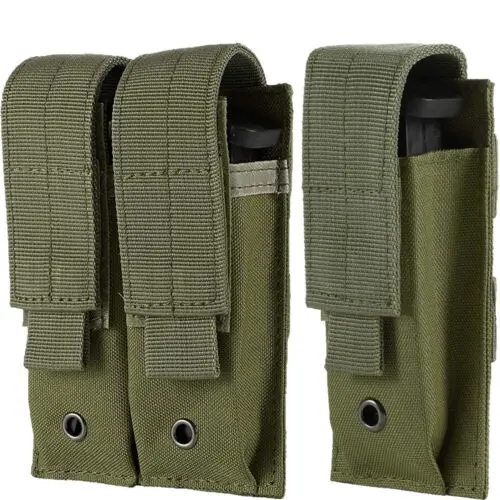 

Molle Double Pistol Mag Pouch Single Double Stack Magazine for 9mm/.40 Calibers Glock S&W M&P, Sig 226/229 and Springfield 1911