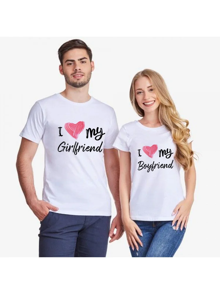 

I Love My Girlfriend Boyfriend Love Printing Couple Matching T-shirt Short Sleeve Valentine's Day Gift Graphic T Shirts Kawaii