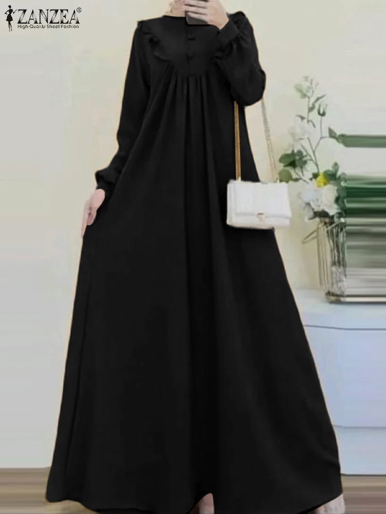 

ZANZEA Muslim Abaya Women Fashion Long Sleeve Maxi Dress Ramadan Sundress Islamic Clothing Turkey Abaya Dubai Hijab Vestidos