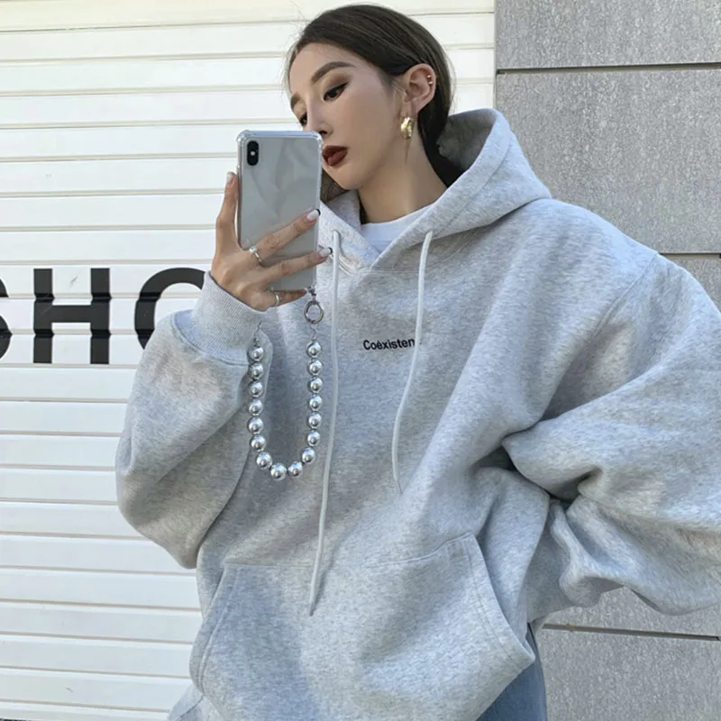 Pocket Letter Printing Sweatshirt Korean Fashion Grey Fleece Thicken Baggy Pullover Lazy Casual Streetwear Hoodies
Pocket Letter Printing Sweatshirt Korean Fashion Grey Fleece Thicken Baggy Pullover Lazy Casual Streetwear Hoodies