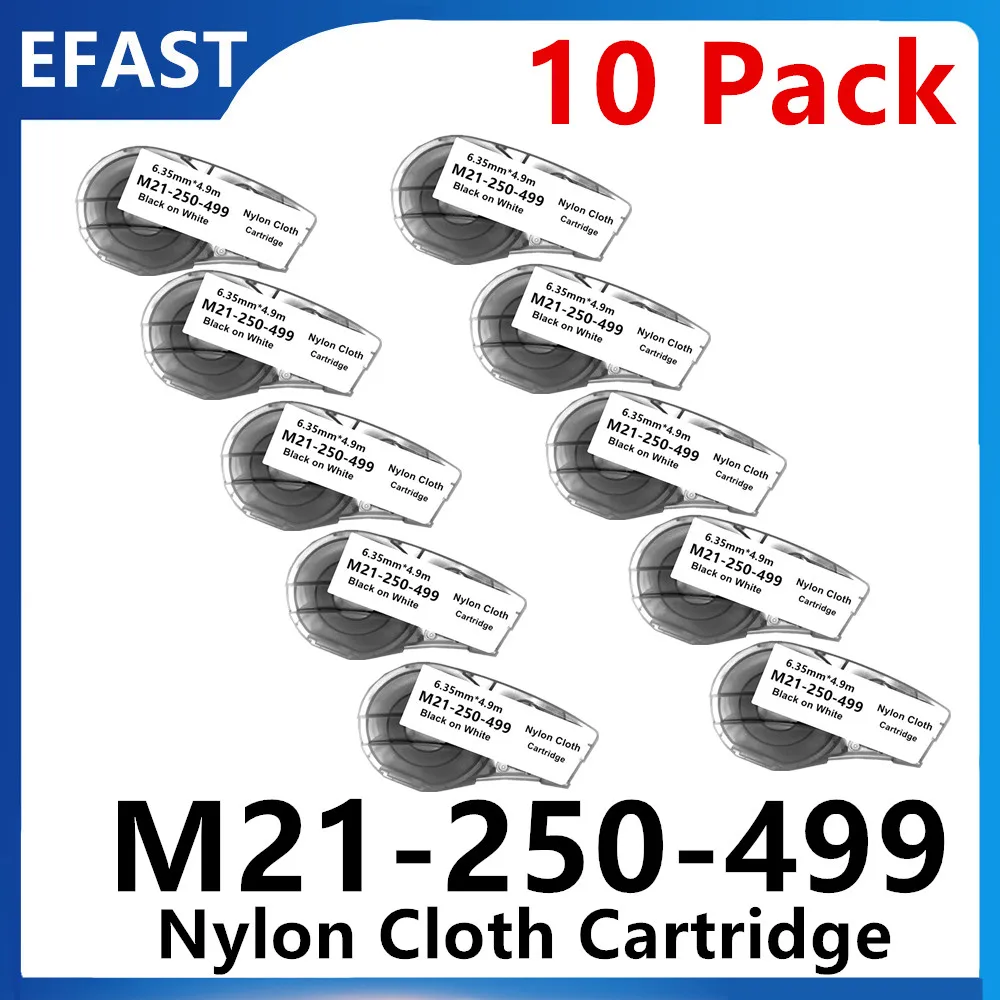 

10PK Compatible Nylon Film M21-250-499 Labels Cartridge,General Identification,Wire Marking,Laboratory Labeling,Black on White