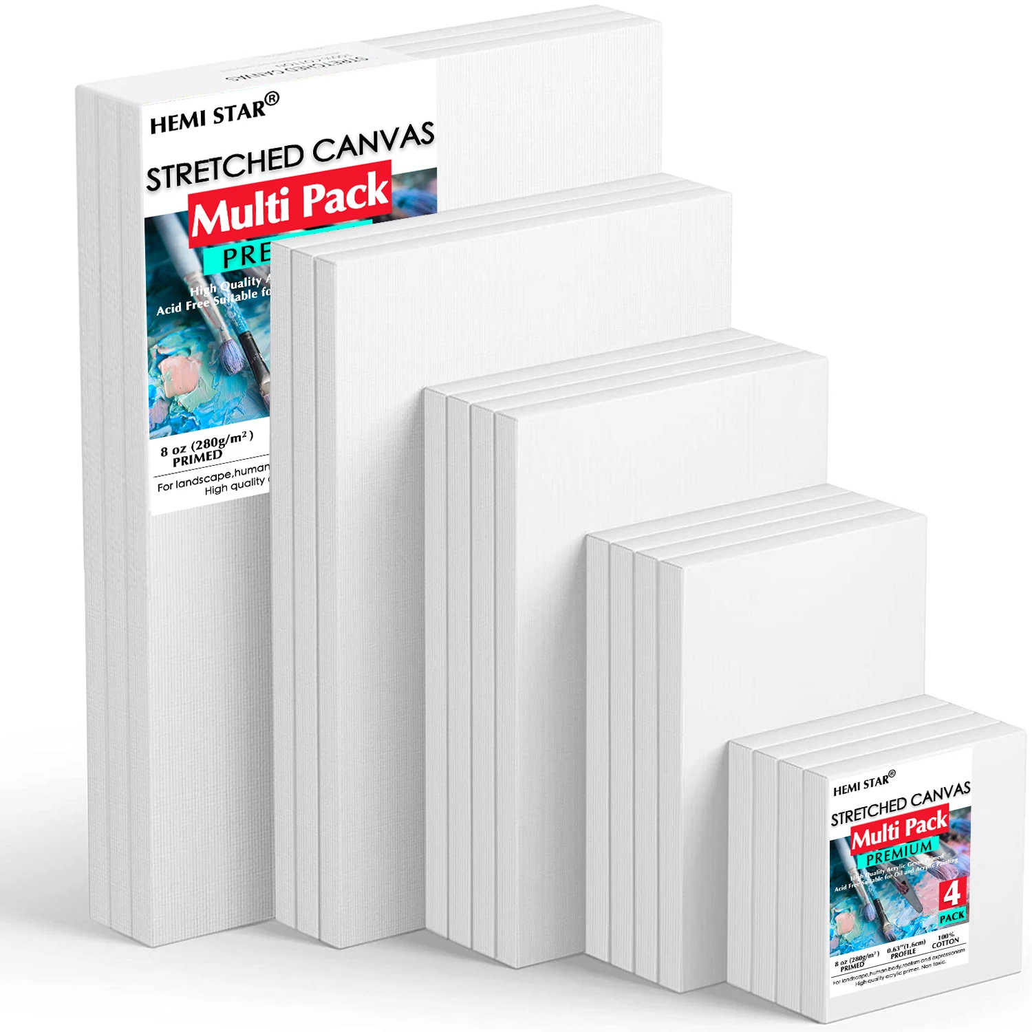4 Pieces/set Stretched Canvases for Painting Primed White 100% Cotton Artist Blank Canvas Boards for Painting 8 oz Gesso-Primed
4 Pieces/set Stretched Canvases for Painting Primed White 100% Cotton Artist Blank Canvas Boards for Painting 8 oz Gesso-Primed