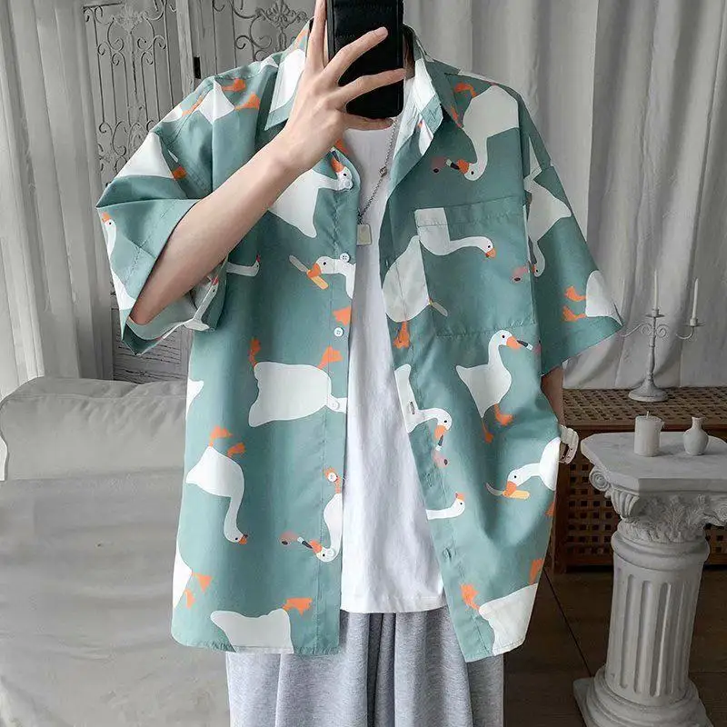 shirt for men in summer Hong Kong style loose and versatile casual duck student couple design fashionable half-sleeved shirt ins
shirt for men in summer Hong Kong style loose and versatile casual duck student couple design fashionable half-sleeved shirt ins