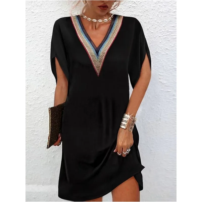 Summer New Elegant Fashion Vintage Folk Minimalist Dress Women Structured Short Sleeve V Neck Sequined Loose Casual Short Robes
Summer New Elegant Fashion Vintage Folk Minimalist Dress Women Structured Short Sleeve V Neck Sequined Loose Casual Short Robes