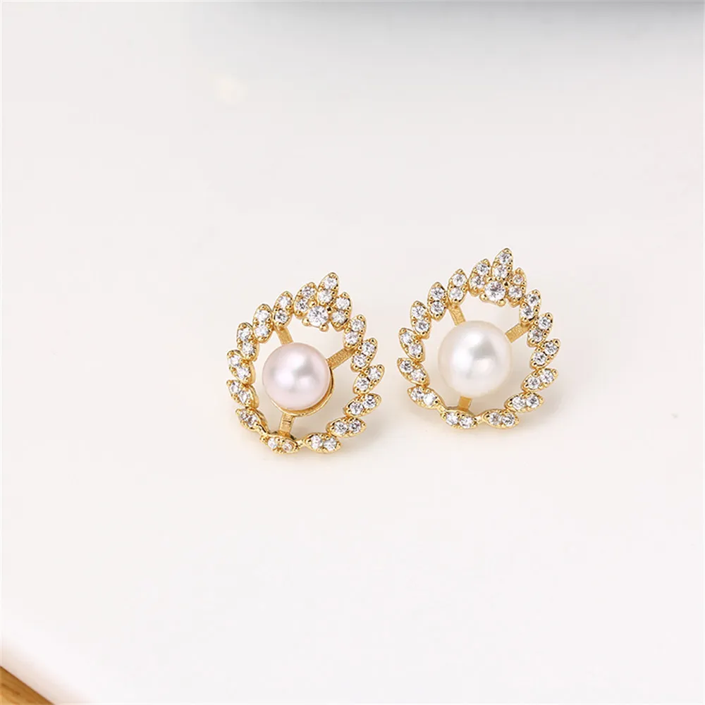Domestic 14k Gold-plated Handmade Earrings Pearl S925 Silver Needle Earrings DIY Accessories Flame Zircon 
Domestic 14k Gold-plated Handmade Earrings Pearl S925 Silver Needle Earrings DIY Accessories Flame Zircon