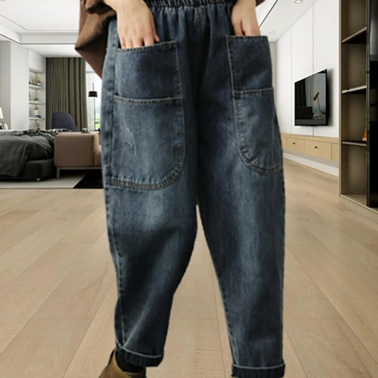 Women's Harem Cropped Pants Big Pockets Breathable Trendy Female Baggy Jeans
Women's Harem Cropped Pants Big Pockets Breathable Trendy Female Baggy Jeans