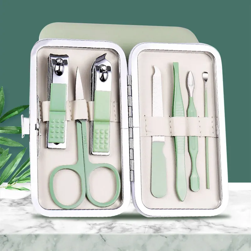 

7Pcs Stainless Steel Nail Clipper Set Pedicure Kits Set Manicure Set With Leather Case Professional Personal Care Tool Kits Gift