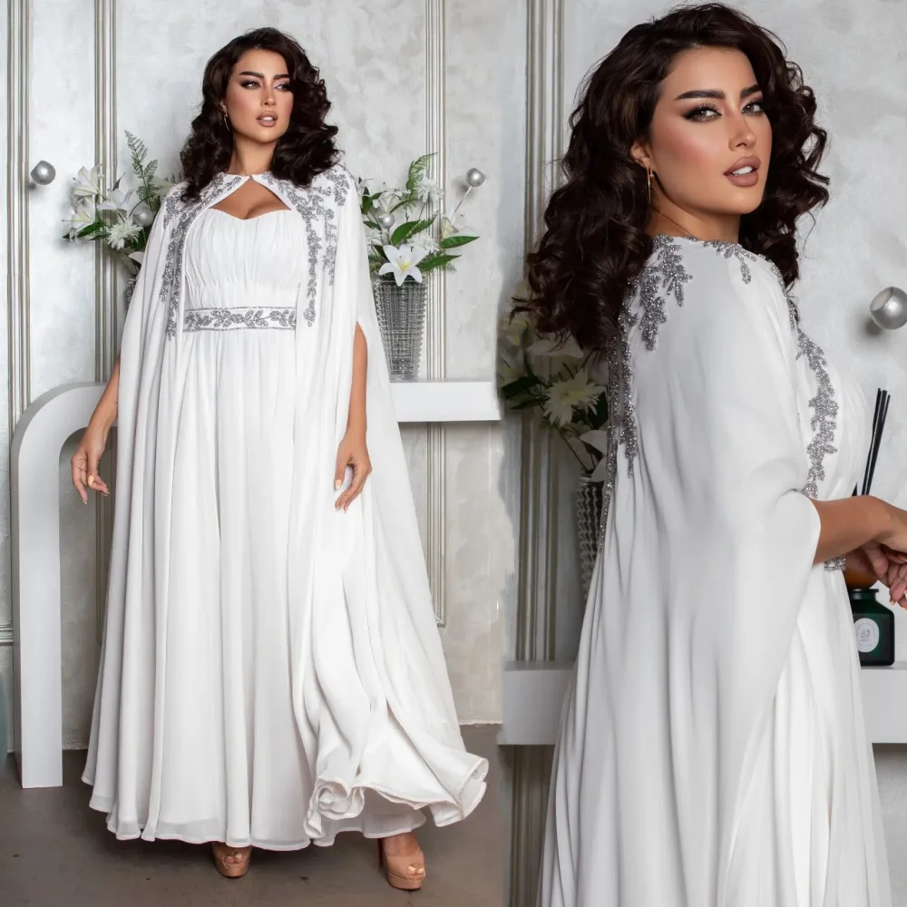 

Prom Dress Saudi Arabia Evening Chiffon Draped Beading Pleat Homecoming A-line O-Neck Bespoke Occasion Gown Midi Dresses