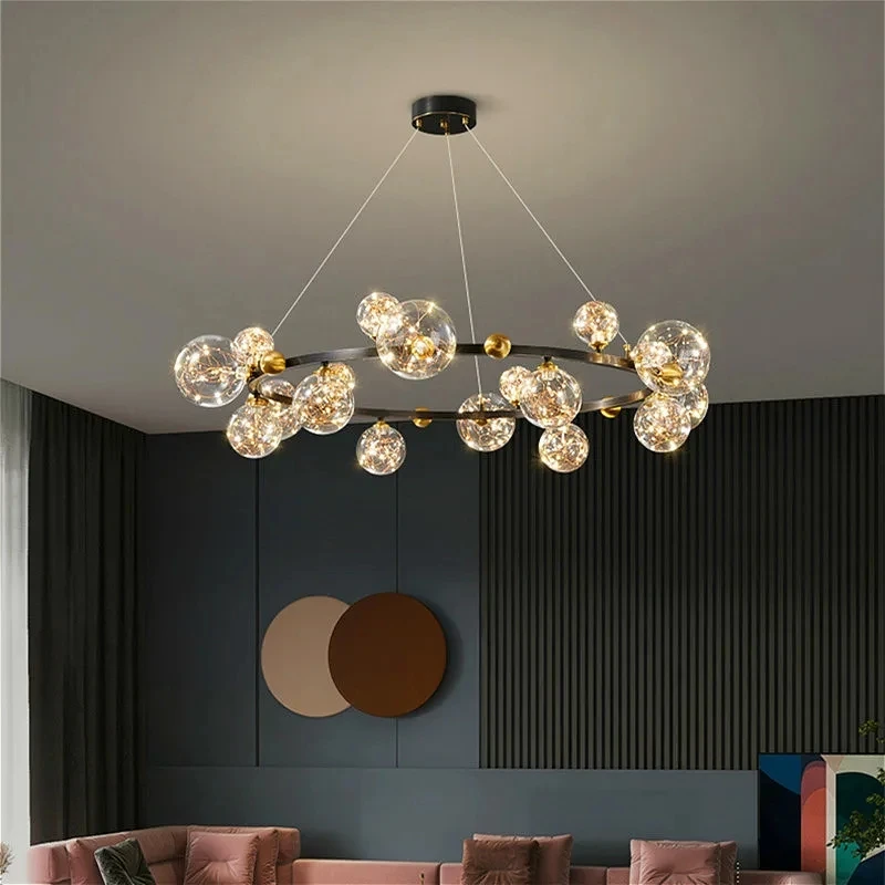 Modern Creative Chandelier Circle Lights Clear Glass Ball Ceiling Hanging Lamp Romantic Star Living Room Decor Led Lighting Gold
Modern Creative Chandelier Circle Lights Clear Glass Ball Ceiling Hanging Lamp Romantic Star Living Room Decor Led Lighting Gold