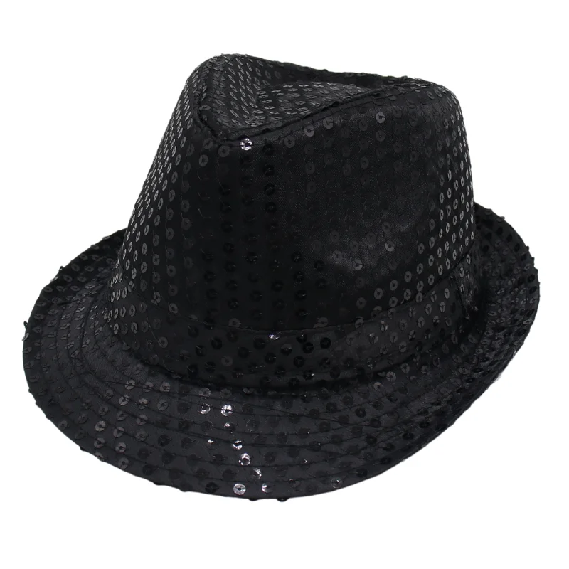 

Glitter Sequins Decorated Fedora Hats Stage Dress Dance Performance Women Trilby Hat Party Holiday Wholesale Men Jazz Top Hats
