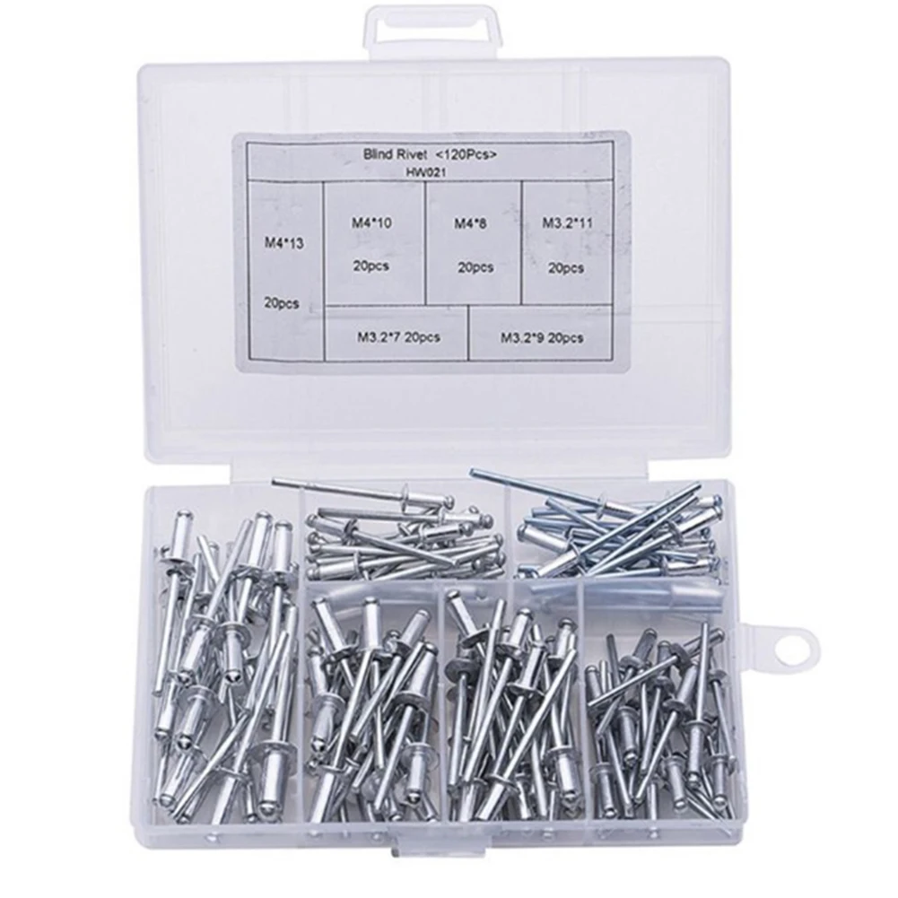 Heavy Duty 120Pcs Riveter Set with Assorted Blind Rivets M3 2x7mm M3 2x9mm M3 2x11mm M4 0x8mm M4 0x10mm M4 0x13mm
Heavy Duty 120Pcs Riveter Set with Assorted Blind Rivets M3 2x7mm M3 2x9mm M3 2x11mm M4 0x8mm M4 0x10mm M4 0x13mm