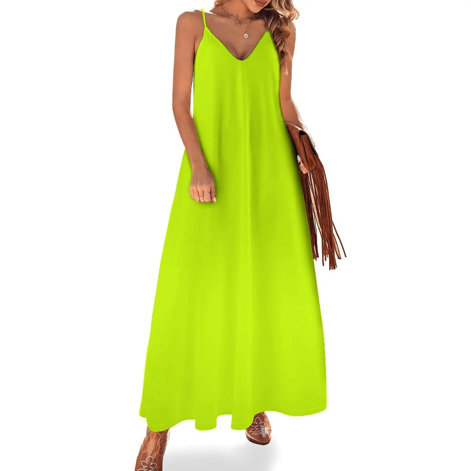 

Bright green lime neon color Sleeveless Dress purple dress long dresses for women elegant chic women dresses promotion