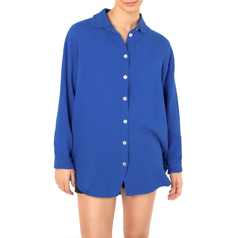 Office Lady Button Clothes Loose Blouses New Fashion Solid Color Shirt Women Casual V-neck Long Puff Sleeve Folds Tops 29084
Office Lady Button Clothes Loose Blouses New Fashion Solid Color Shirt Women Casual V-neck Long Puff Sleeve Folds Tops 29084