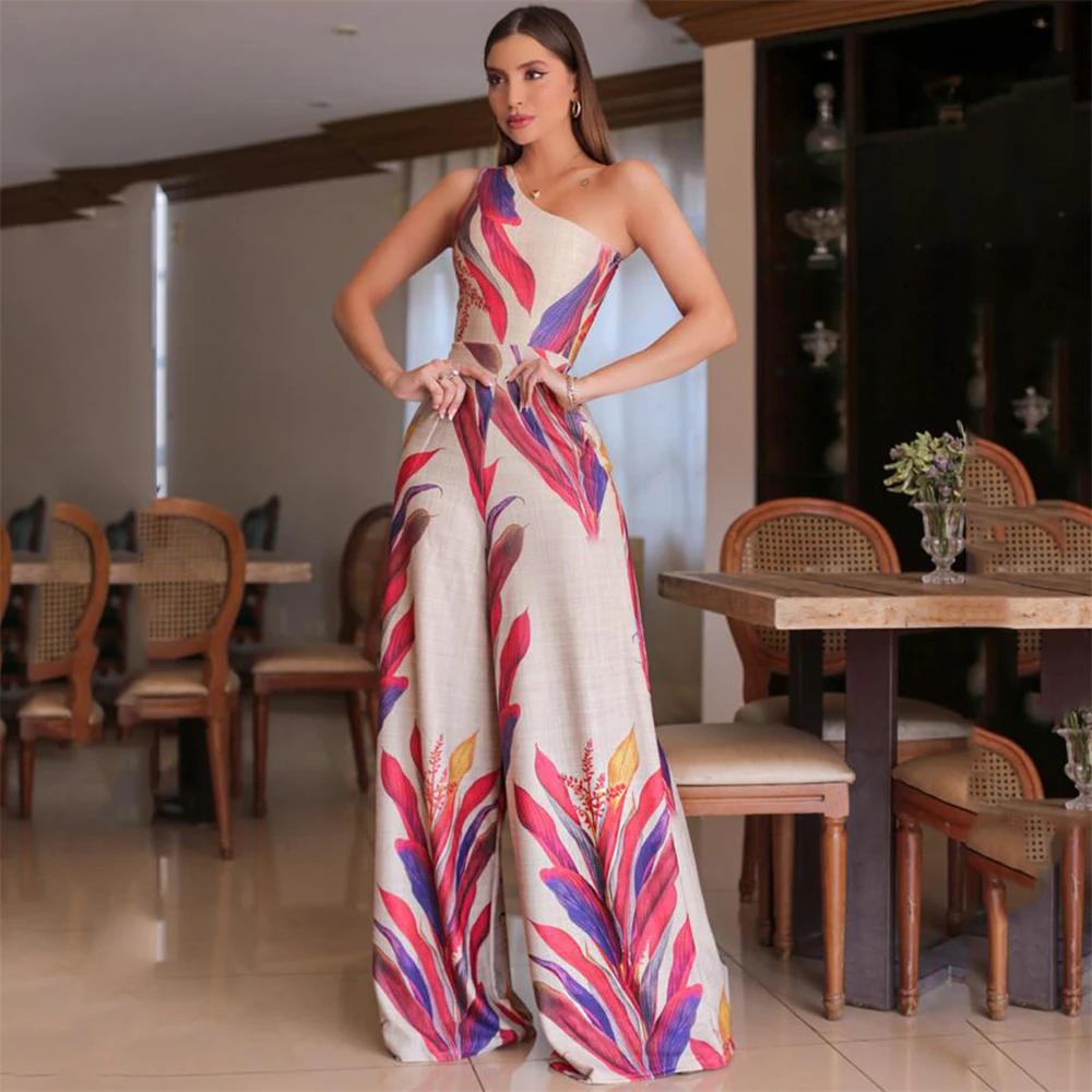 Sexy Women Printed One Shoulder Jumpsuit 2023 Summer Fashion Backless Wide Legs One Piece Pants Elegant Office Ladies Outfit
Sexy Women Printed One Shoulder Jumpsuit 2023 Summer Fashion Backless Wide Legs One Piece Pants Elegant Office Ladies Outfit
