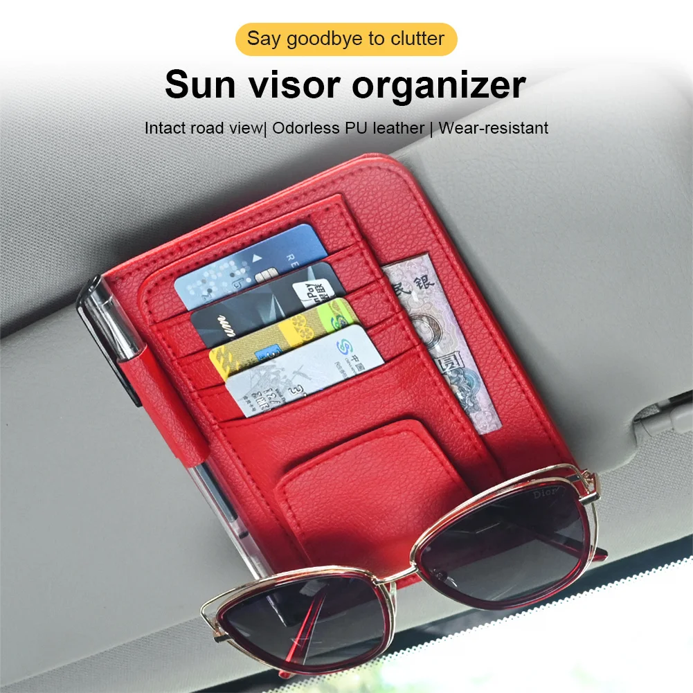 Car Sun Visor Organizer Leather Sunglasses Holder Multi-functional Card Holder Storage Pocket Car Glasses Clip Auto Accessories
Car Sun Visor Organizer Leather Sunglasses Holder Multi-functional Card Holder Storage Pocket Car Glasses Clip Auto Accessories