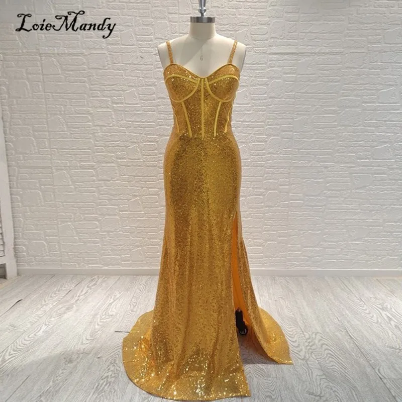 Gold Mermaid Prom Dresses Long Shining Sequins Trumpet Pageant Dress Party For Women Sexy Side Split Vestidos de noche
Gold Mermaid Prom Dresses Long Shining Sequins Trumpet Pageant Dress Party For Women Sexy Side Split Vestidos de noche