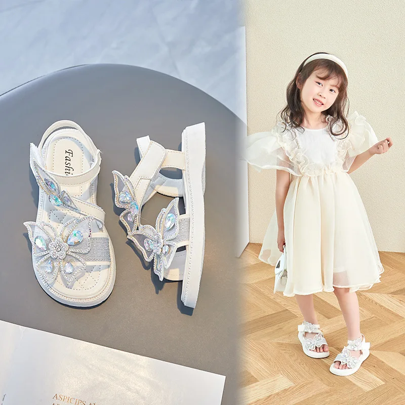 Girls Sandals Summer New Rhinestones Butterfly Children Beach Shoes Soft Soled Princess Open Toe Student Kids Flat Heels Sandals
Girls Sandals Summer New Rhinestones Butterfly Children Beach Shoes Soft Soled Princess Open Toe Student Kids Flat Heels Sandals