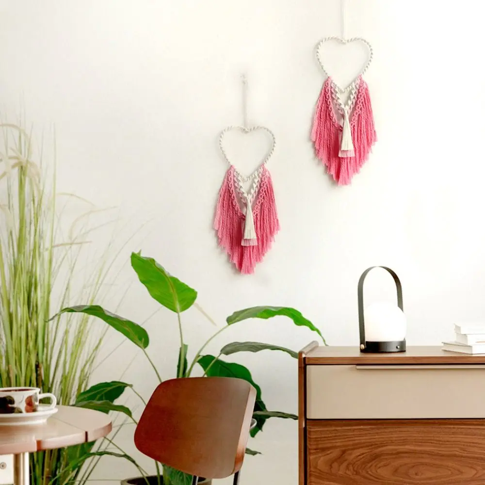 Heart-Shaped Macrame Tapestry - Hand-Woven Wall Art with Tassels 10 S7cf9f49aebf548c39418a5b491e9d1766