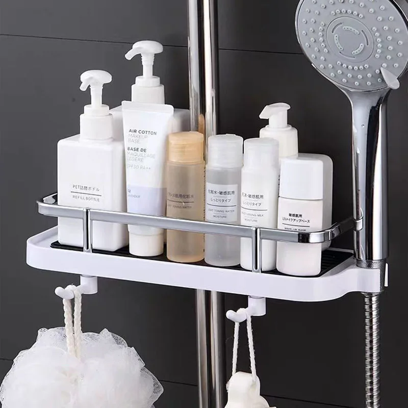 Bathroom Shower Rod Shelf Punch-Free Toiletries Storage Rack Multifunction Shower Head Holder Shower Gel Shampoo Organizer
Bathroom Shower Rod Shelf Punch-Free Toiletries Storage Rack Multifunction Shower Head Holder Shower Gel Shampoo Organizer
