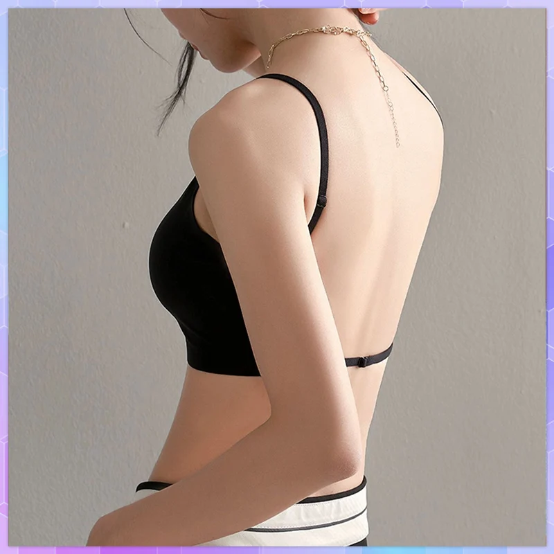 

Sexy Seamless Crop Tank Top Female Bras For Women Tube Top With Cups Girls Camisole Basic Tops With Straps Bra Without Frame