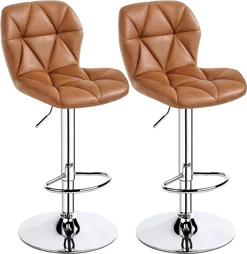 

Yaheetech Bar Stools Set of 2 Counter Stool Bar Chairs with Backrest Height Adjustable Swivel Tall Bar Stools Modern PU Leather,