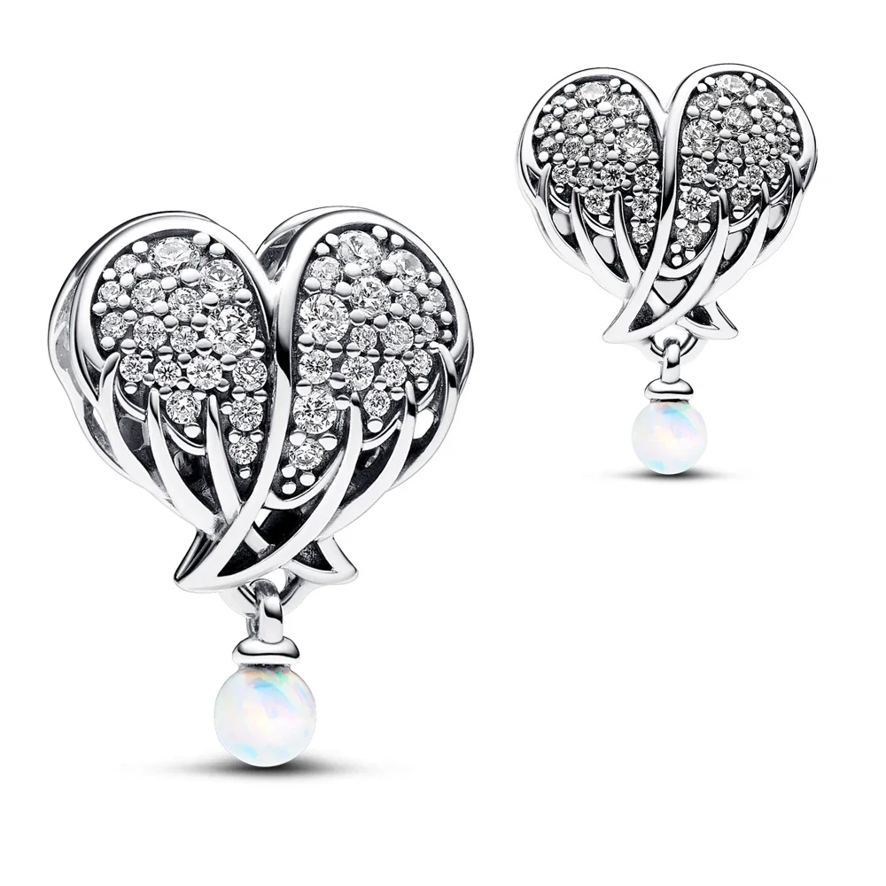 

Sparkling Angel Wings & Heart Charm Fit Pandora Original Bracelet Beads for Jewelry Making DIY Christmas Gift New Arrivals