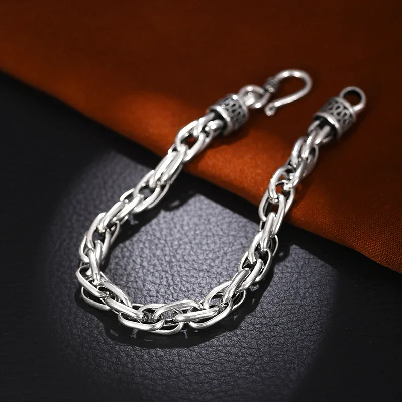 

UMQ S925 Стерлинговое Серебро 7 мм тканый простой Панк Ретро индивидуальный модный парный браслет тайский серебряный роскошный ювелирный подарок