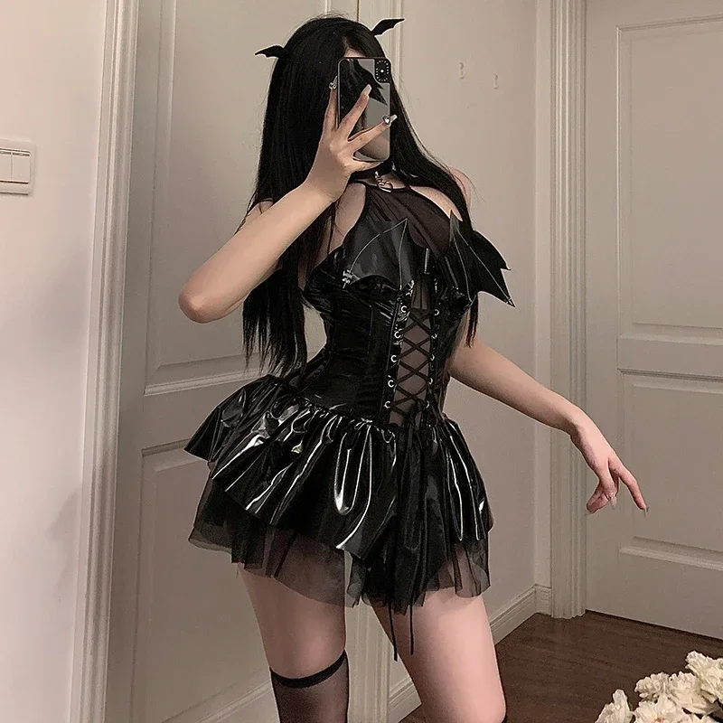 Women Sexy Lingerie Erotic Dark Angel Dress Devil Costume Crotchless Role Play Uniform Anime Cosplay Set Soft Leather Babydoll
Women Sexy Lingerie Erotic Dark Angel Dress Devil Costume Crotchless Role Play Uniform Anime Cosplay Set Soft Leather Babydoll