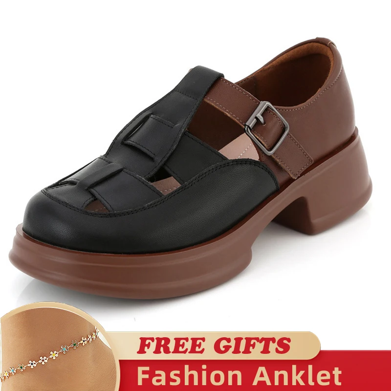 4.5CM Women Roman Sandals Buckle Decor 2023 Summer Shoes Thick Sole Platform Women Genuine Leather Hollow Woven Shoes
4.5CM Women Roman Sandals Buckle Decor 2023 Summer Shoes Thick Sole Platform Women Genuine Leather Hollow Woven Shoes