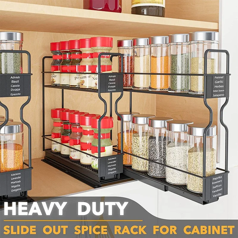 Spice Rack Organizer, 2-Tier Pull Out Seasoning Rack For Kitchen Cabinet, Spice Drawer Organizer Shelf For Small Space Durable
Spice Rack Organizer, 2-Tier Pull Out Seasoning Rack For Kitchen Cabinet, Spice Drawer Organizer Shelf For Small Space Durable