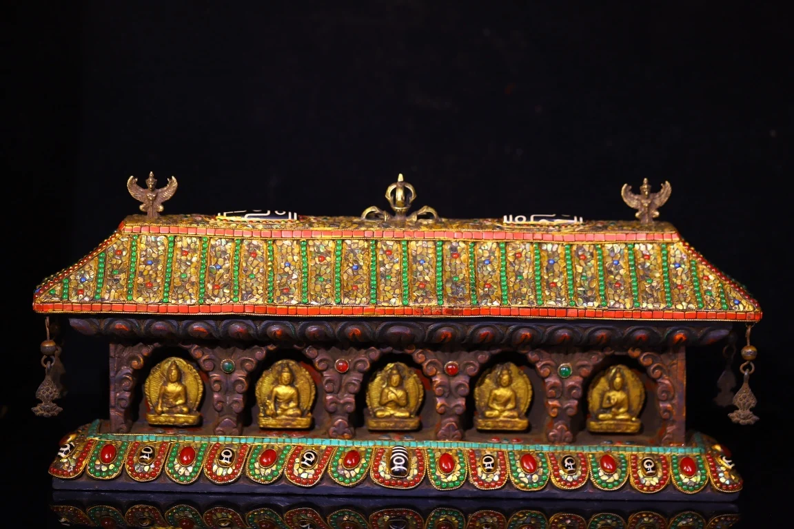 19"Tibetan Temple Collection Old Bodhi Root Mosaic Gem gZi Beads Shell Five Shakyamuni Buddha Buddhist Niche Worship Hall Amulet
19"Tibetan Temple Collection Old Bodhi Root Mosaic Gem gZi Beads Shell Five Shakyamuni Buddha Buddhist Niche Worship Hall Amulet