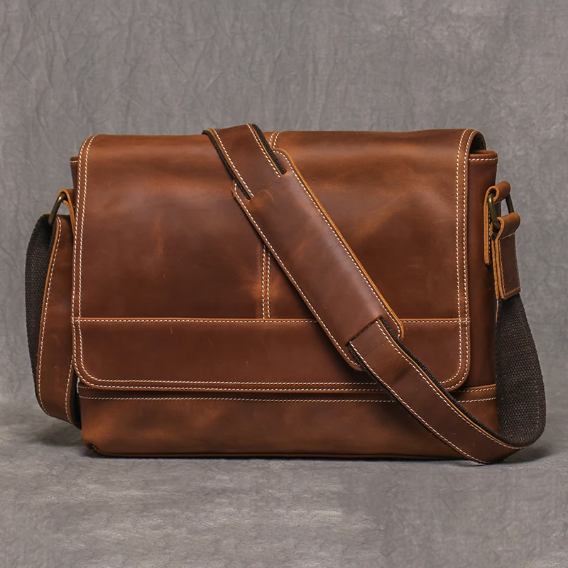 Retro Crazy Horse Leather Men's Shoulder Bag Handmade Men's Messenger Bag Top Layer Cowhide Flap Crossbody Bag
Retro Crazy Horse Leather Men's Shoulder Bag Handmade Men's Messenger Bag Top Layer Cowhide Flap Crossbody Bag