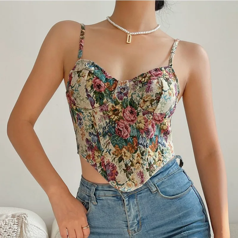 Women Vest Tops Sleeveless V Neck Floral Print Retro Irregular Hem Casual Party Street Fall Spring Summer Sling Vest
Women Vest Tops Sleeveless V Neck Floral Print Retro Irregular Hem Casual Party Street Fall Spring Summer Sling Vest