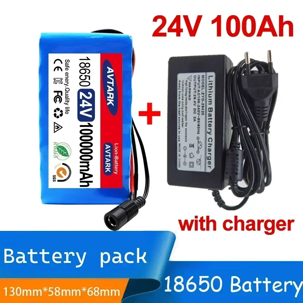 

24V 7S3P 18650 Lithium Ion Battery Pack 29.4V 100Ah with 20A Balanced BMS for Electric Bike Scooter Electric Wheelchair ,Charger