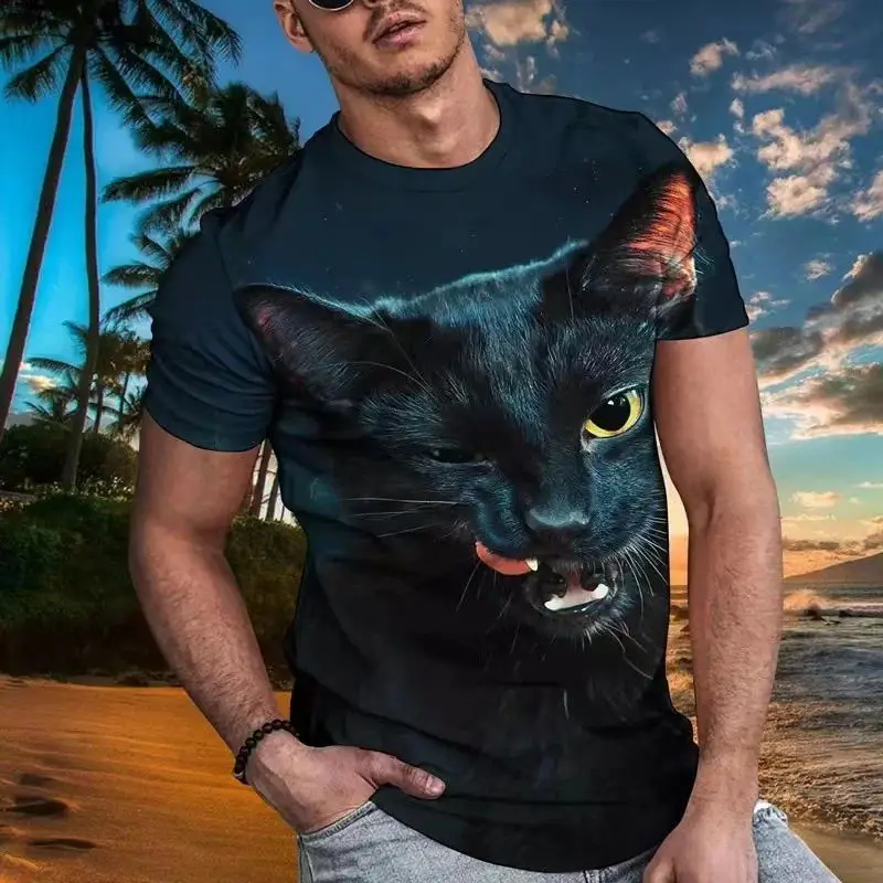 Animal Cat Print Men's T-shirt Harajuku Cute Loose Short-sleeved Tops Fashion Simple T Shirt Oversized Men Women Unisex Clothing 
Animal Cat Print Men's T-shirt Harajuku Cute Loose Short-sleeved Tops Fashion Simple T Shirt Oversized Men Women Unisex Clothing
