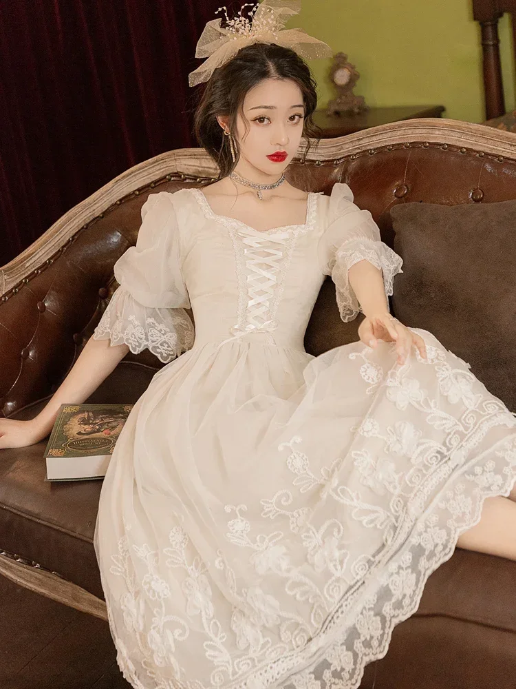 Sweet Princess Lace Dress Spring Vintage Lace Floral Petal Sleeve Fairy Dresses For Retro Women Dancing Clothes Vestidos
Sweet Princess Lace Dress Spring Vintage Lace Floral Petal Sleeve Fairy Dresses For Retro Women Dancing Clothes Vestidos