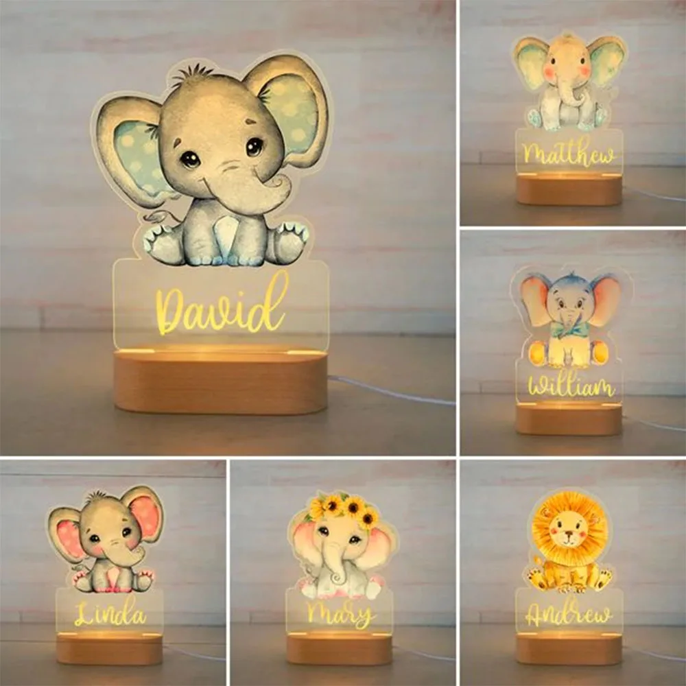 Personalized Baby Elephant Lion Dinosaur LED USB 7 Colors Night Light Acrylic Lamp For Kids Children Bedroom Home Decoration
Personalized Baby Elephant Lion Dinosaur LED USB 7 Colors Night Light Acrylic Lamp For Kids Children Bedroom Home Decoration